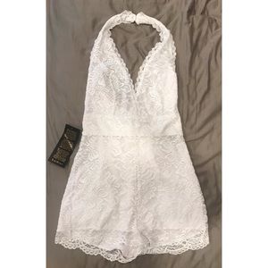 Bebe white lace shorts romper
